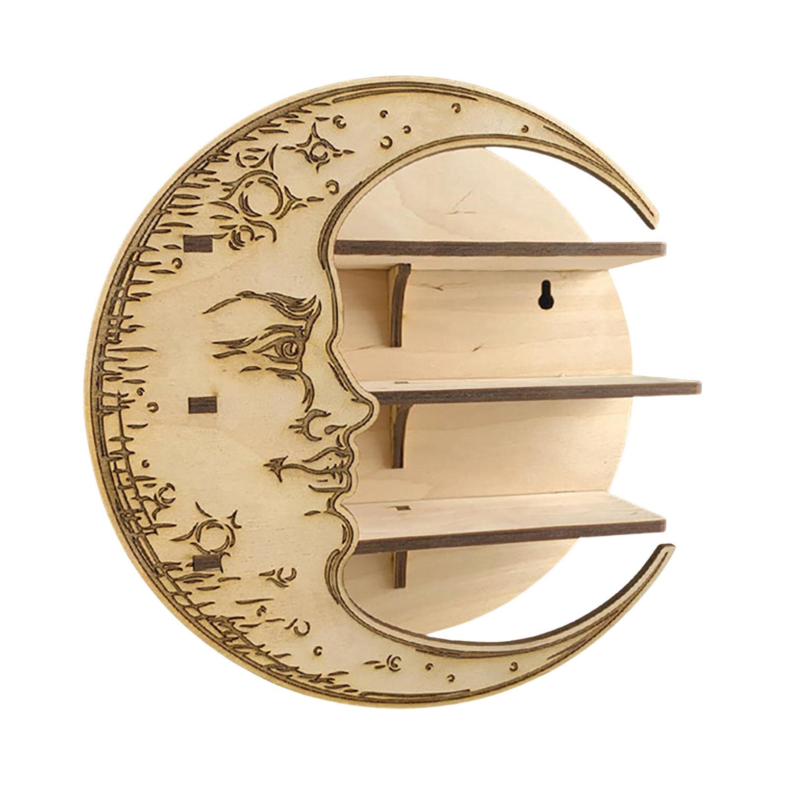 Amazon｜三日月形の月の棚の壁の装飾、水晶のための素朴な木製の月の棚